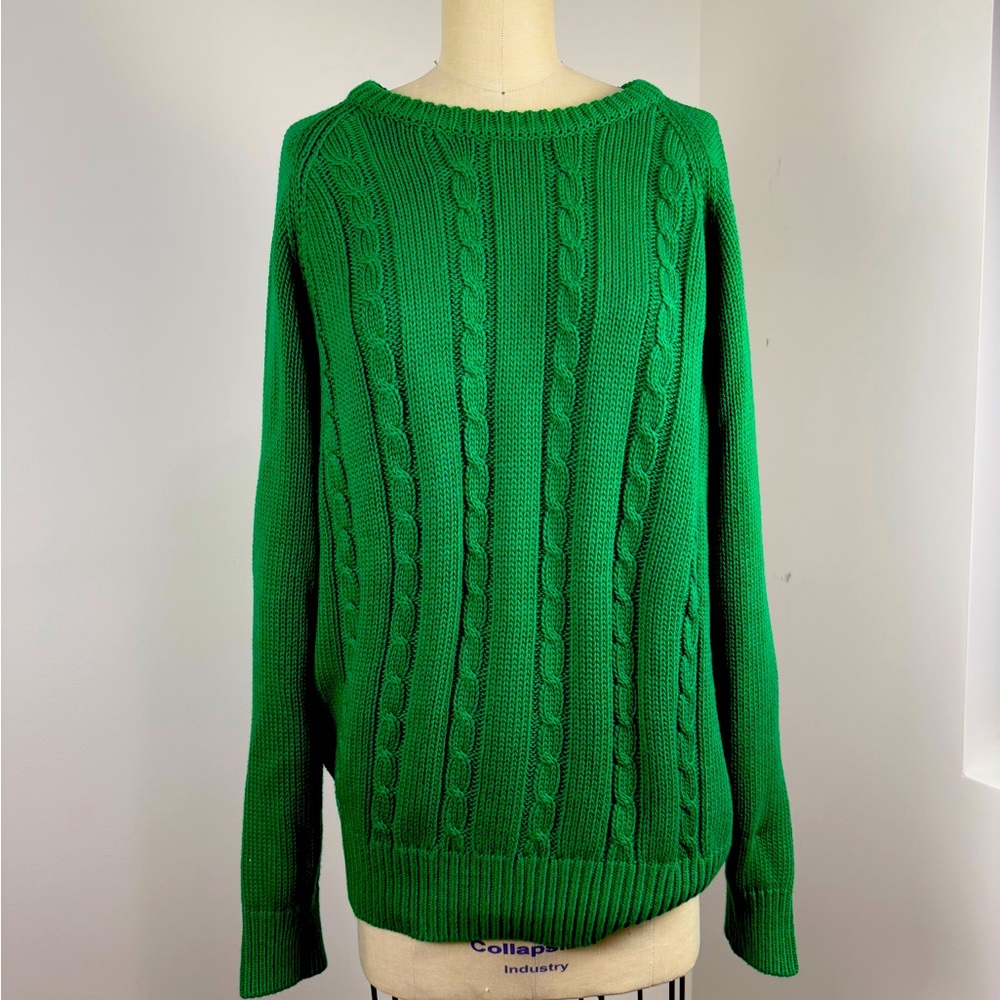 Green Gucci cable knit sweater men’s size L
